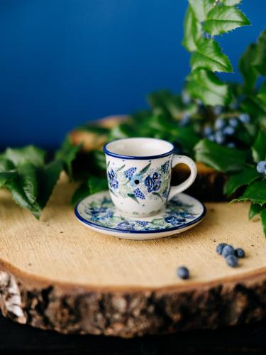 Filiżanka espresso z podstawkiem Wianek - ceramika Bolesławiec