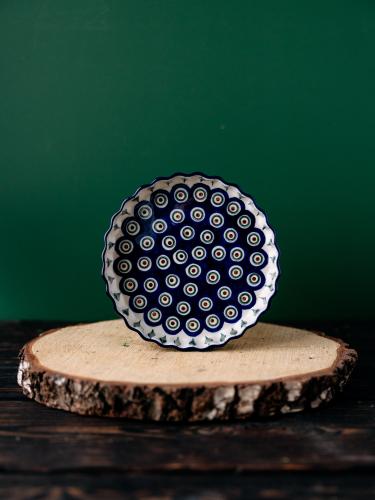 Forma do pieczenia tarty Pawie Oczko z Listkiem 18 cm - Ceramika Bolesławiec