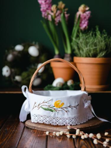Serwetki do koszyczka duże z koronką - tulipan z baziami