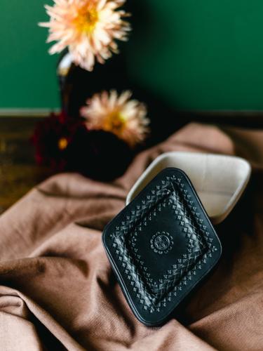 Szkatułka skórzana romb - czarna