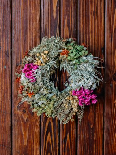 Suszony wianek mały - różowo- białe kwiatki