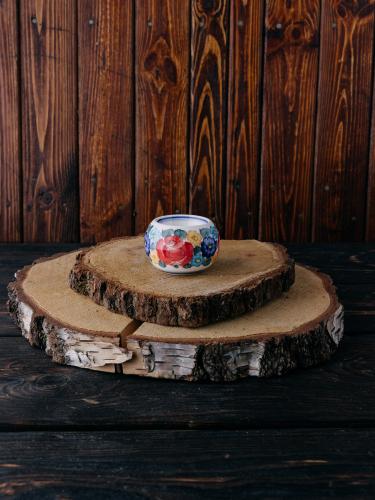 Podstawka pod świeczkę kulka z kolorowym wzorem - Fajans Włocławek